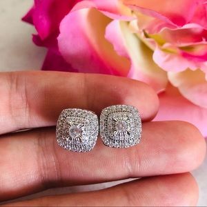 White Sapphire Silver Stud Earrings